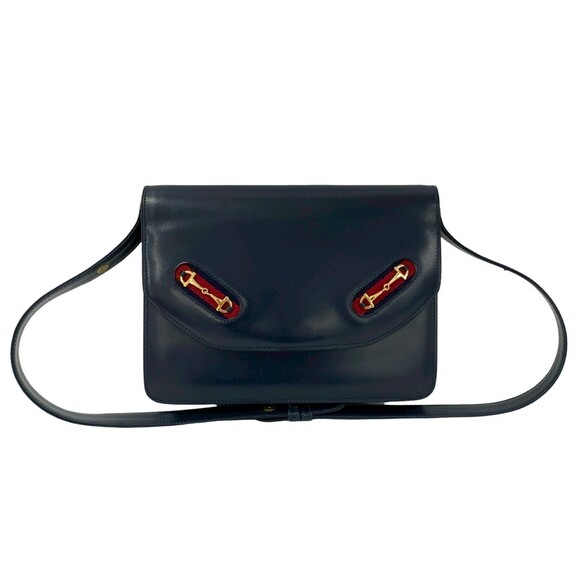 Gucci Handbags - GUCCI Vintage Red Leather Horsebit Shoulder Bag